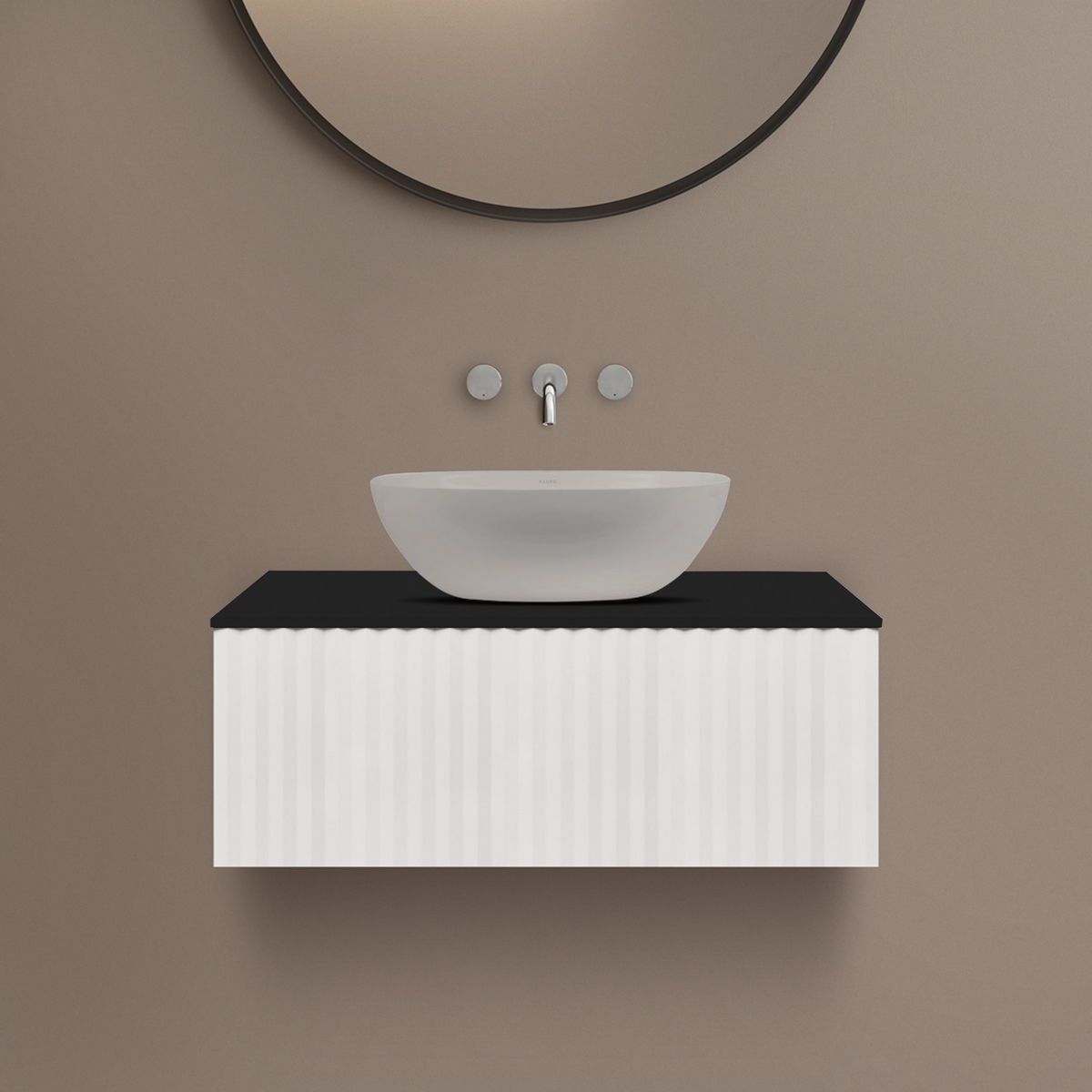 Ksuro 02 szafka 80 cm podumywalkowa wisząca z blatem biały mat/czarny mat 58006000 - Wysyłka w 24h