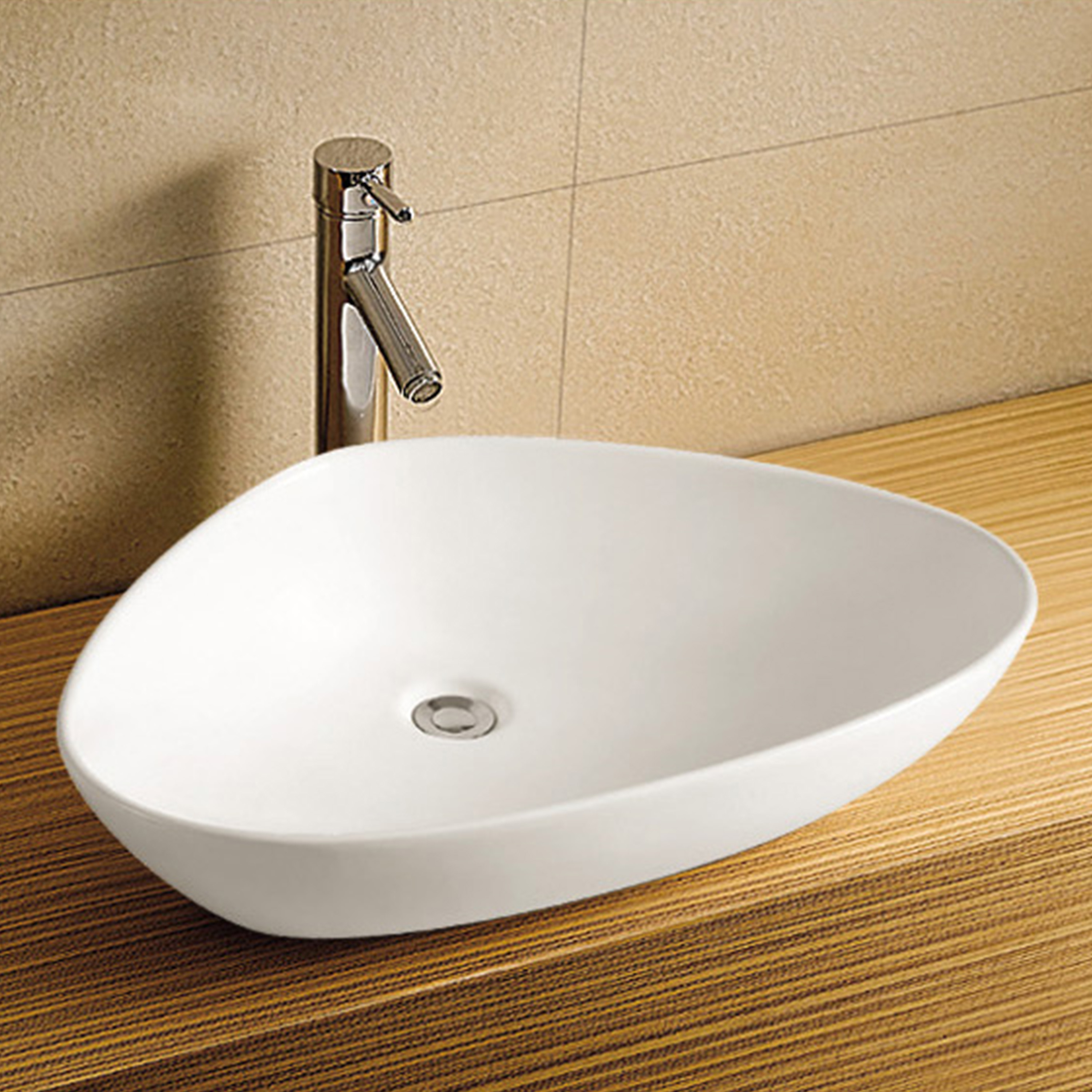 LaVita Triango 59x39 cm umywalka nablatowa biały połysk