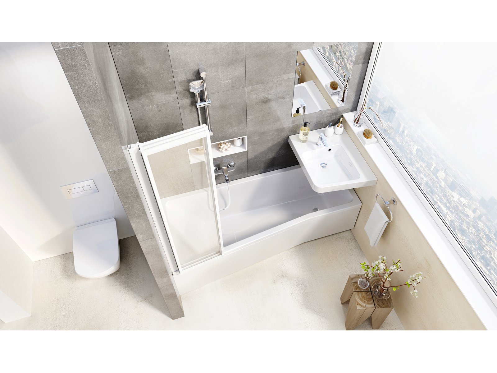 Ravak Supernova parawan nawannowy 130 cm 3-częściowy biały połysk/z tworzywa polistyren 795V010041