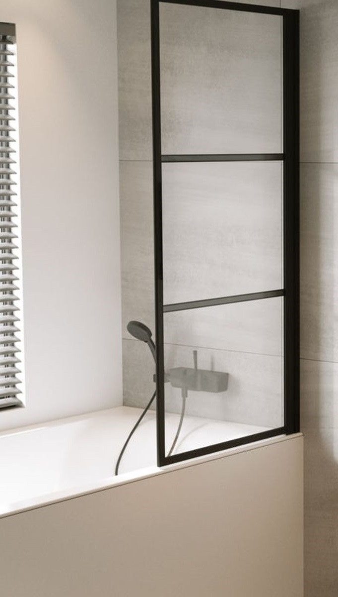 Riho Grid parawan nawannowy 80 cm 1-częściowy czarny mat/szkło przezroczyste G004047121