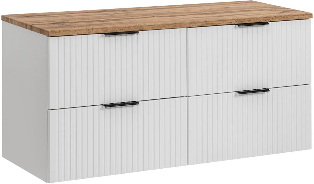 Zestaw Comad Adel White szafka 120 cm podumywalkowa wisząca z blatem biały/dąb SET -ADW B 120 CM