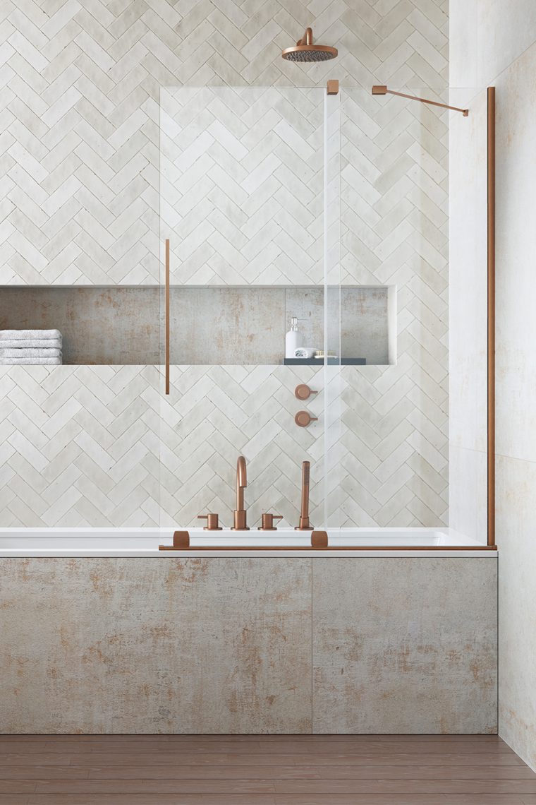 Radaway Furo Brushed Copper PND II parawan nawannowy 58,8 cm 2-częściowy miedź szczotkowany/szkło przezroczyste 10109588-93-01R