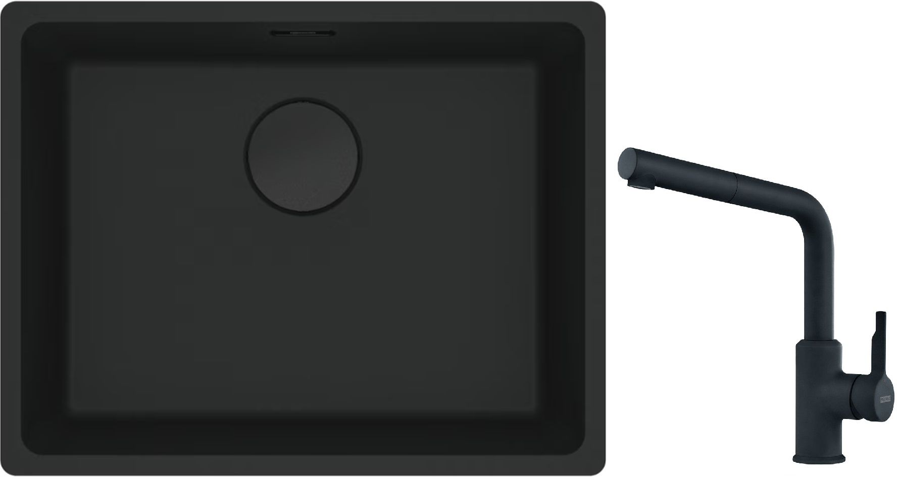 Franke Maris MRG 110-52 zlewozmywak 52x40 cm Fragranite czarny mat z baterią kuchenną Urban czarny mat (1250697759, 1150627523) - Wysyłka w 24h