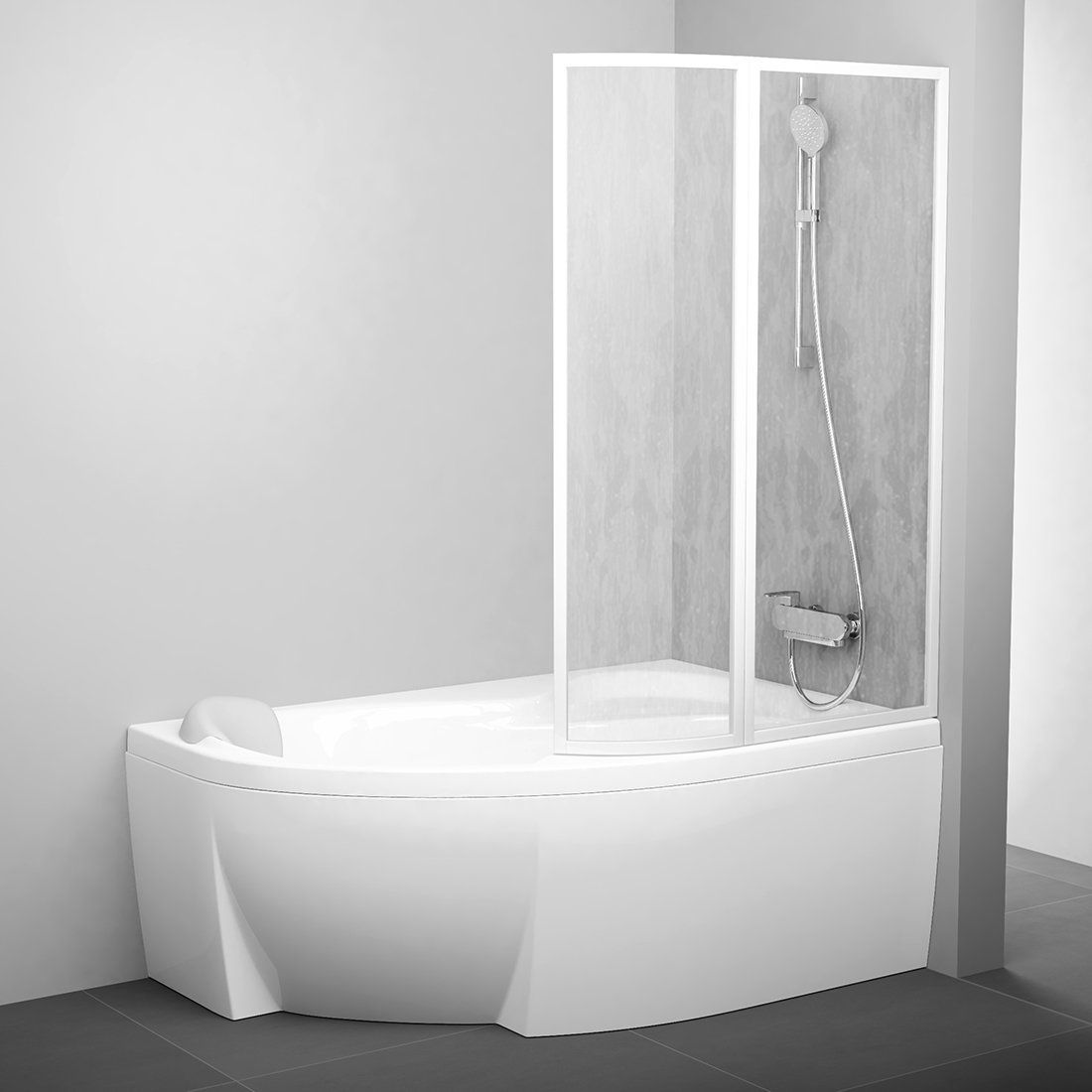 Ravak Rosa VSK2 140 P parawan nawannowy 2-częściowy prawy biały/polistyren rain 76P7010041