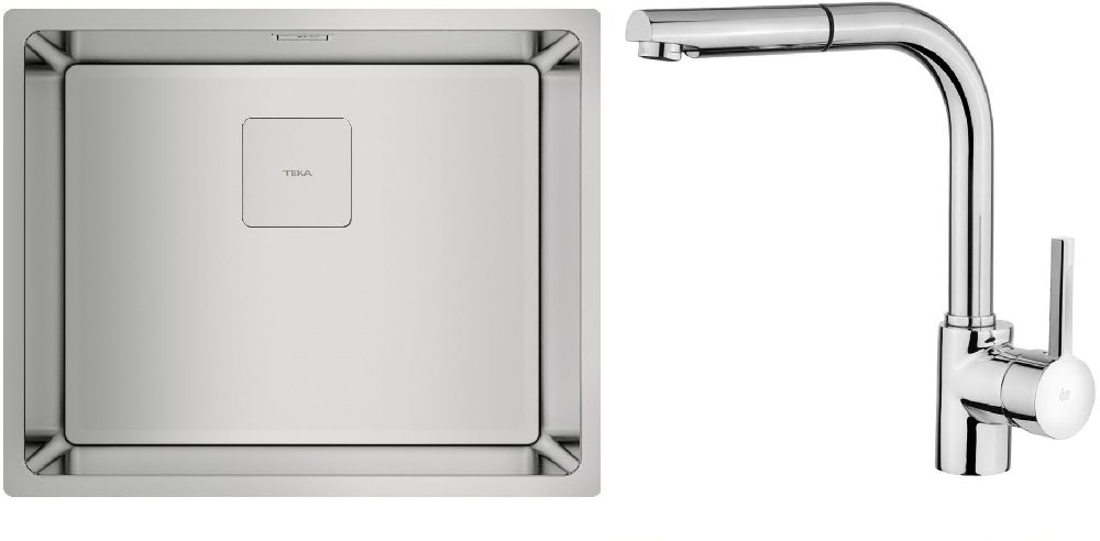 Zestaw Teka Flexlinea RS15 50.40 zlewozmywak stalowy 54x44 cm stal polerowana z baterią chrom (115000012, 239381200)