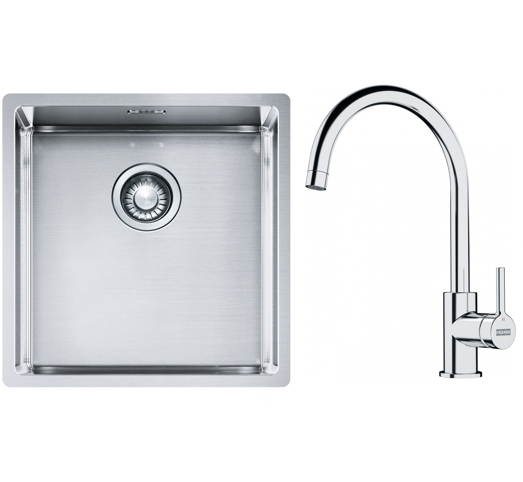 Franke Box BXX 210/110-40 zlewozmywak 45x44 cm stalowy z baterią kuchenną Lina chrom (1270453654, 1150693228)