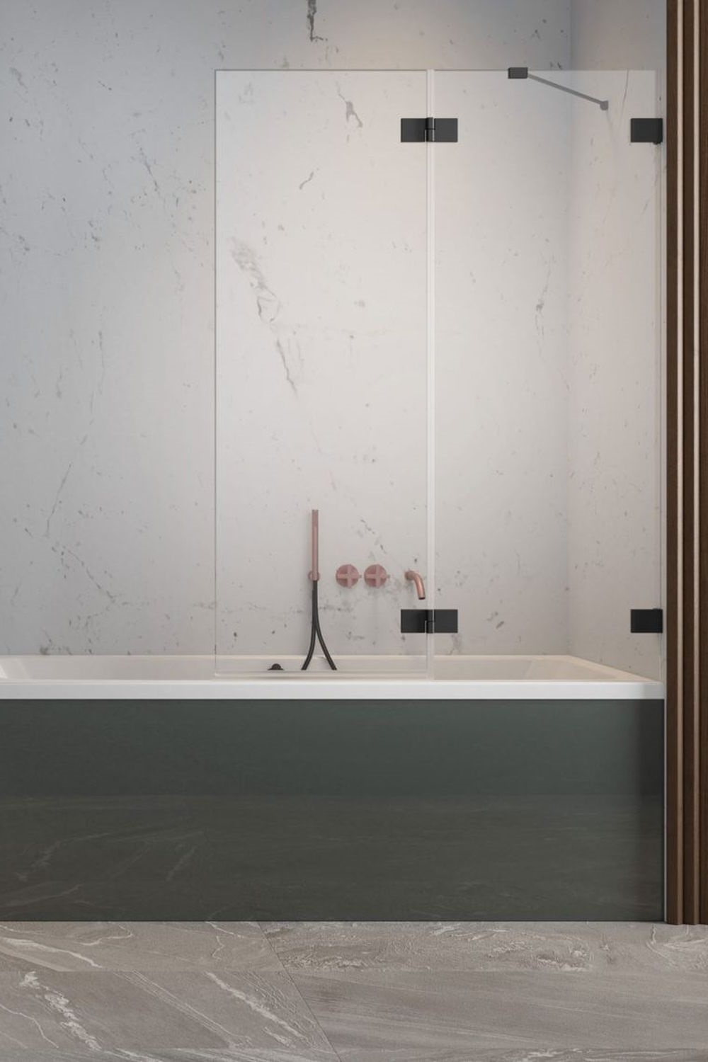 Radaway Essenza Pro Black PND II parawan nawannowy 100 cm prawy czarny mat/szkło przezroczyste 10102100-54-01R