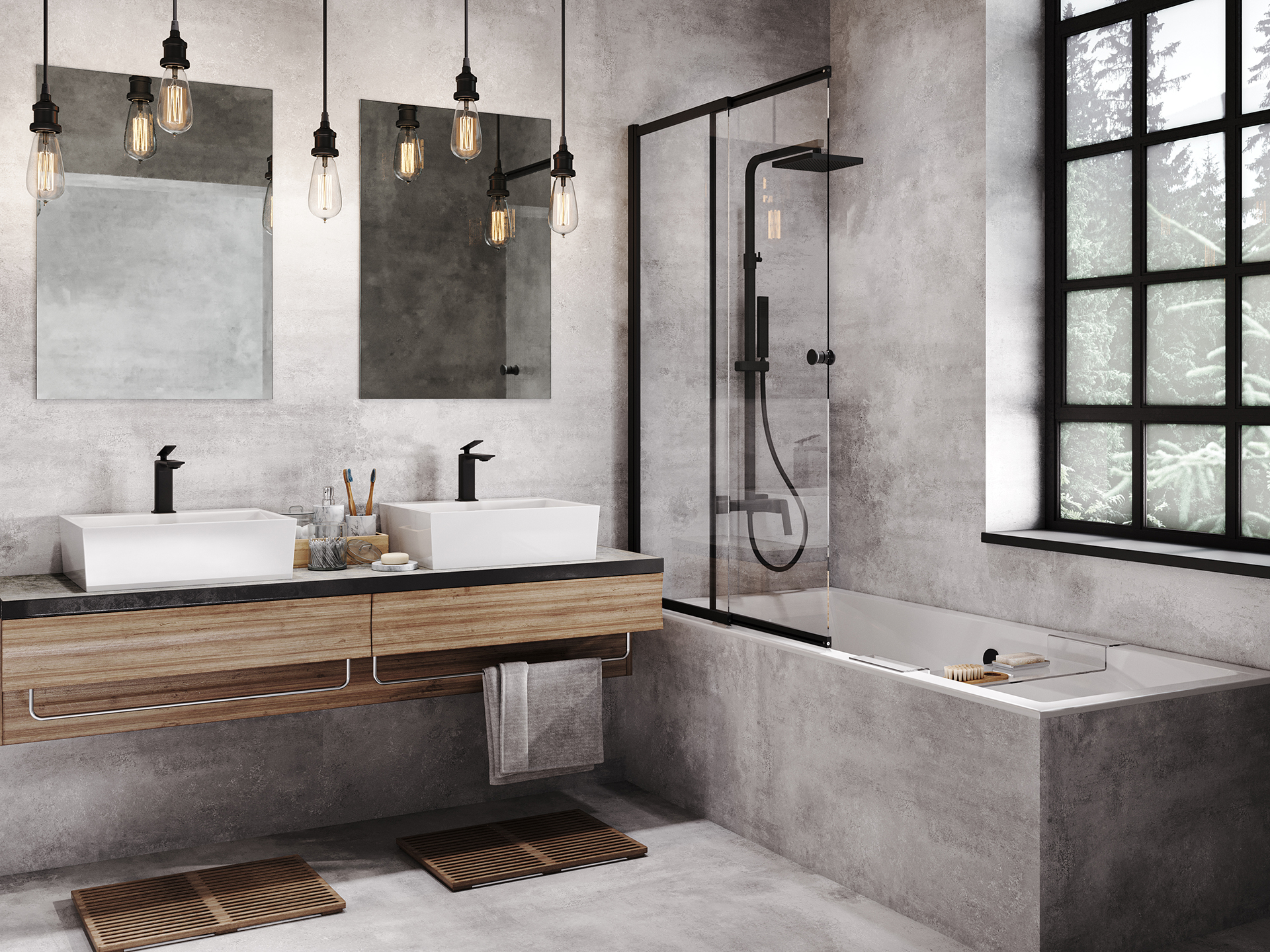 Besco Easy Slide Black parawan nawannowy 100x150 cm 2-częściowy czarny/szkło przezroczyste PESB-2S - Wysyłka w 24h