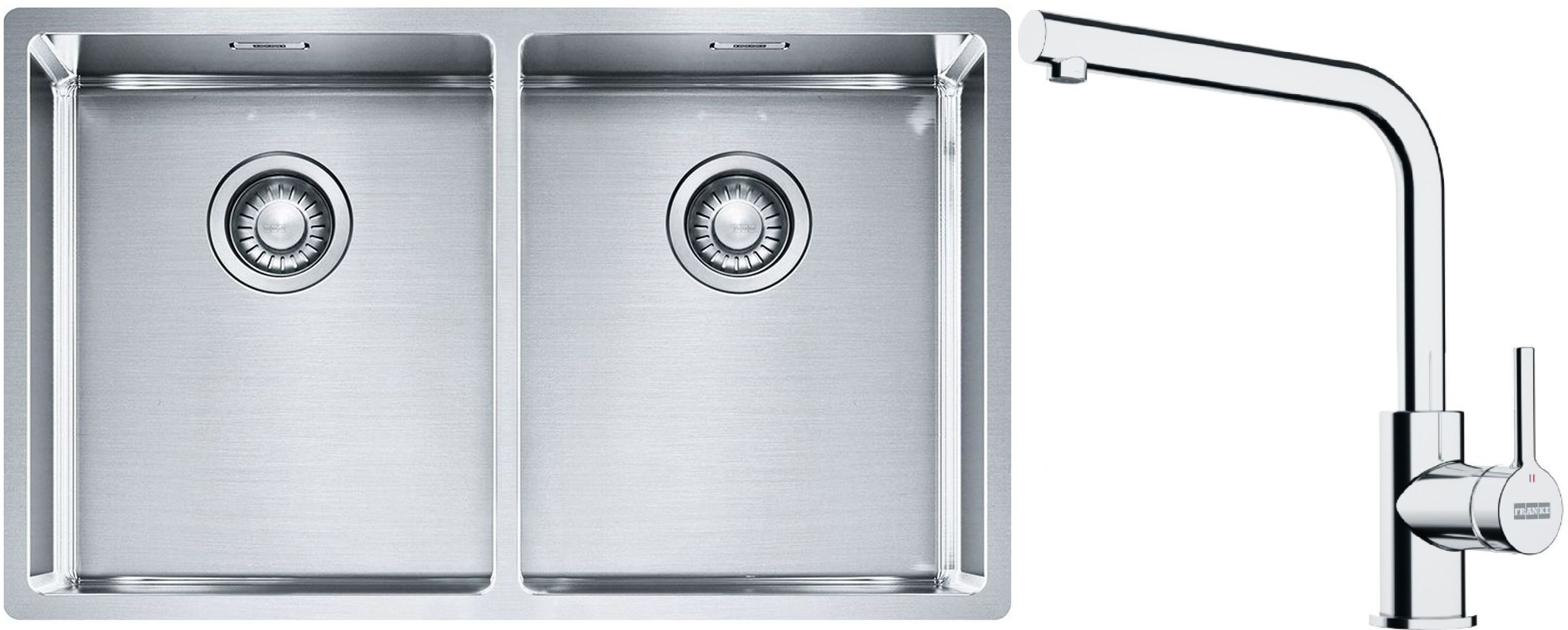 Franke Box BXX 220/120 34-34 zlewozmywak 74x45 cm stalowy z baterią kuchenną Lina chrom (1270370188, 1150693230)