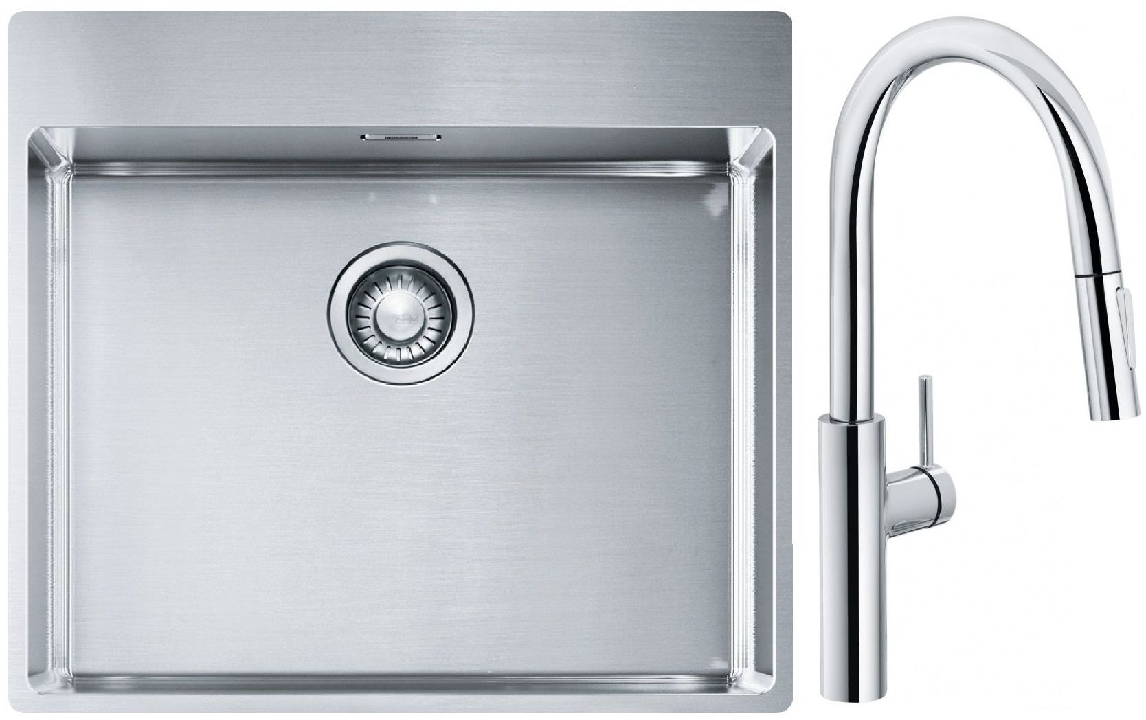 Franke Box BXX 210-54 TL zlewozmywak 57x51 cm stalowy z baterią kuchenną Pescara L Slide-In chrom (1270369295, 1150538940)