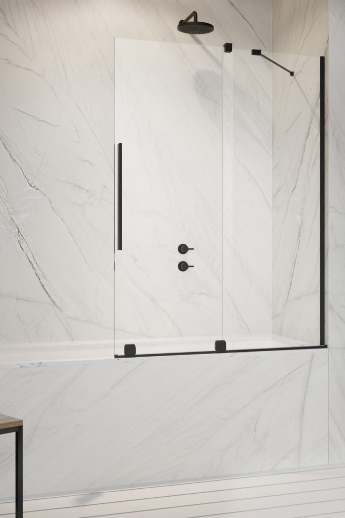 Radaway Furo Black PND II parawan nawannowy 120 cm prawy czarny mat/szkło przezroczyste (101096385401R,101125940101)