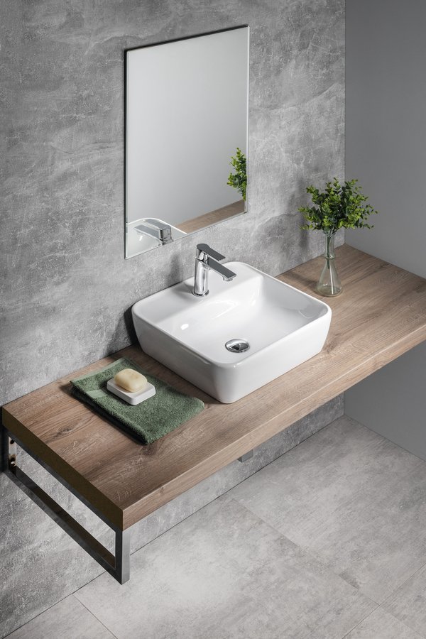 Sapho Tuje umywalka 46x42 cm nablatowa prostokątna biała TU0217