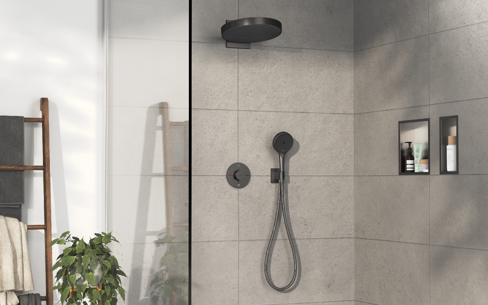Hansgrohe ShowerSelect Comfort S bateria wannowo-prysznicowa podtynkowa termostatyczna czarny chrom szczotkowany 15554340