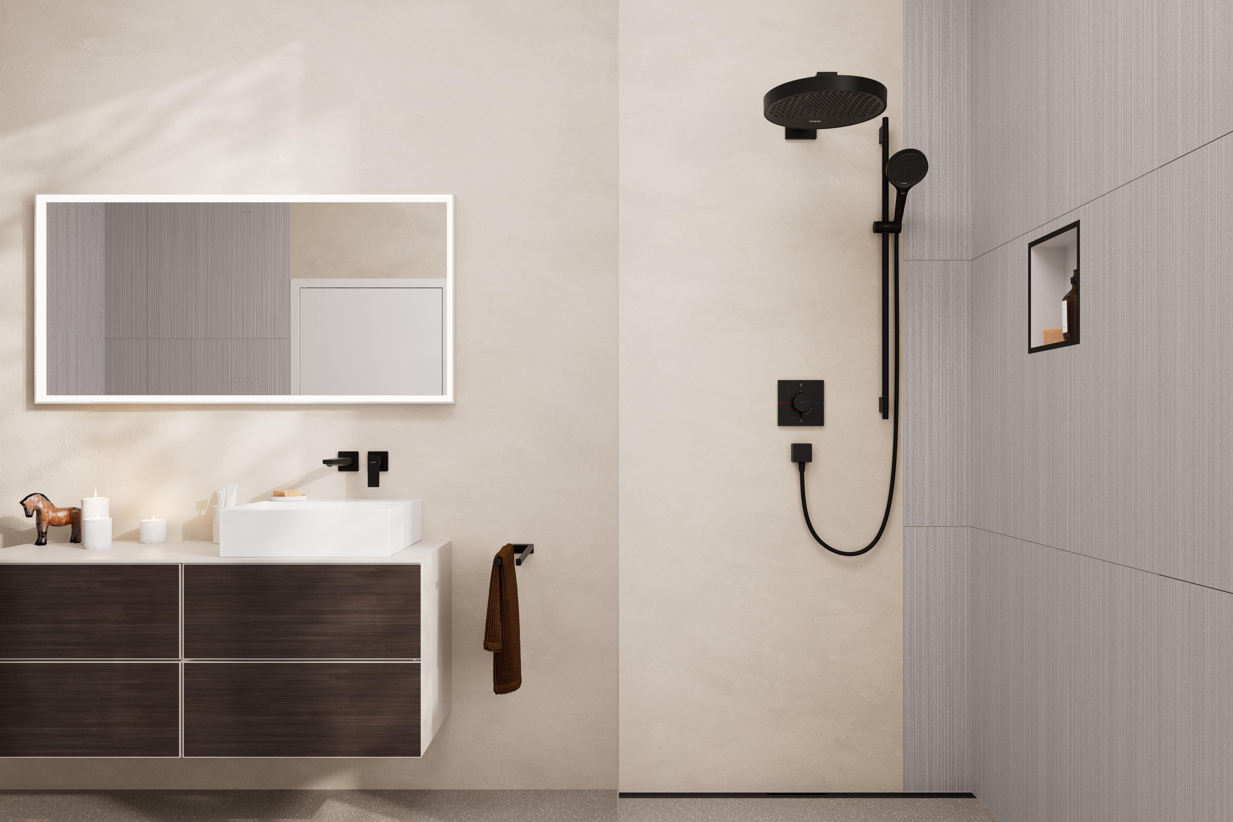 Hansgrohe Rainfinity zestaw prysznicowy ścienny czarny mat 28744670