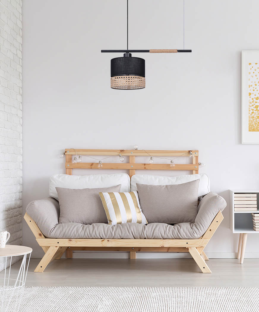 Kaja Vimbo lampa wisząca 1x40W czarny/beżowy K-4365