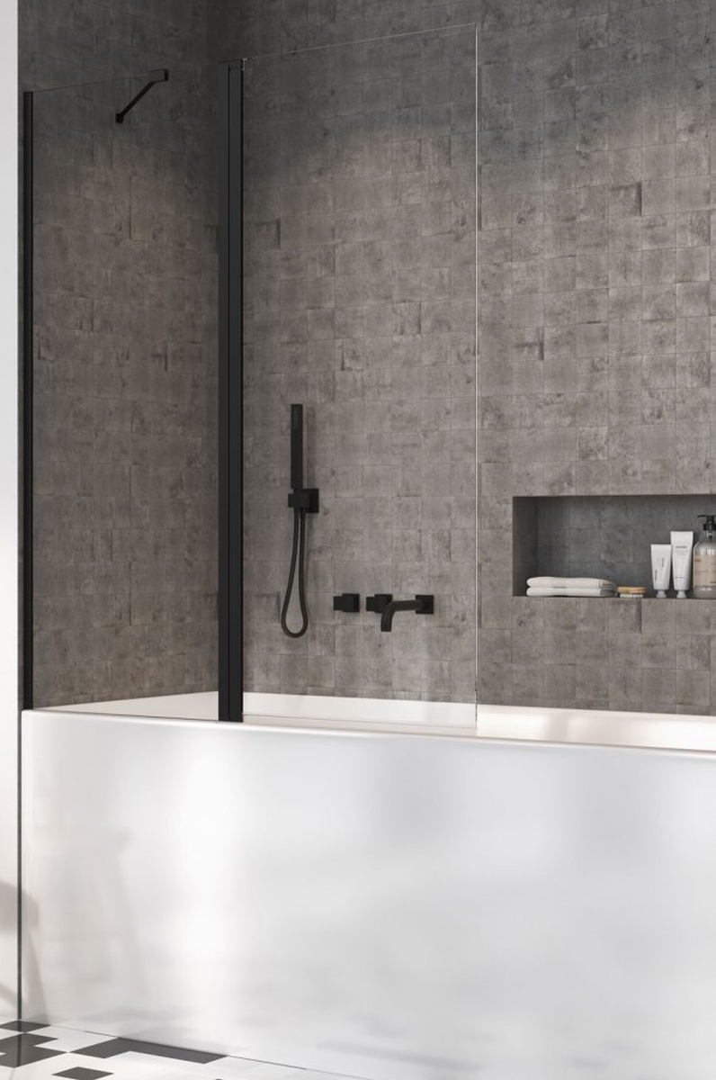 Radaway Nes Black PND II parawan nawannowy 120 cm lewy czarny mat/szkło przezroczyste 10009120-54-01L