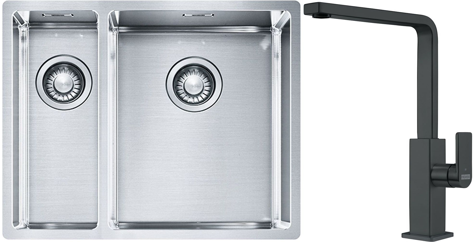 Franke Box BXX 260/160-34-16 zlewozmywak 56x45 cm stalowy z baterią kuchenną Mythos czarna stal szlachetna (1270369916, 1150550441) - Wysyłka w 24h