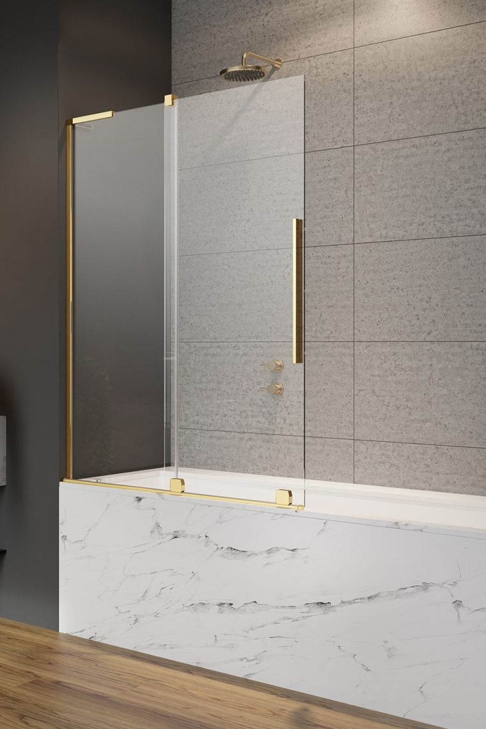 Radaway Furo SL Gold PND II parawan nawannowy 100 cm lewy złoty połysk/szkło przezroczyste 10309538-09-01L/10112494-01-01