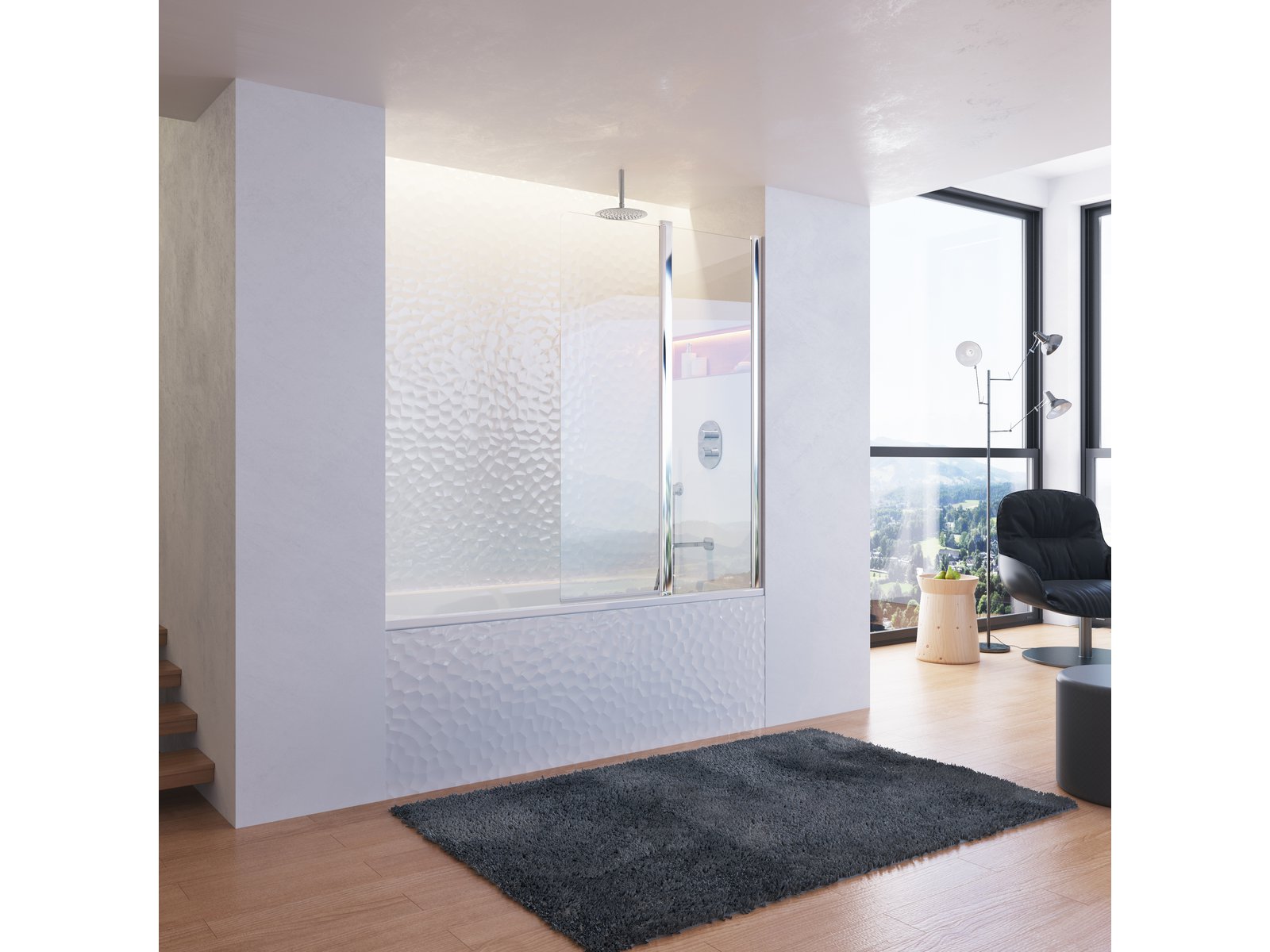 Ravak Chrome CVS2-100 R parawan nawannowy 100 cm 2-częściowy prawy polerowane aluminium/przezroczyste 7QRA0C00Z1