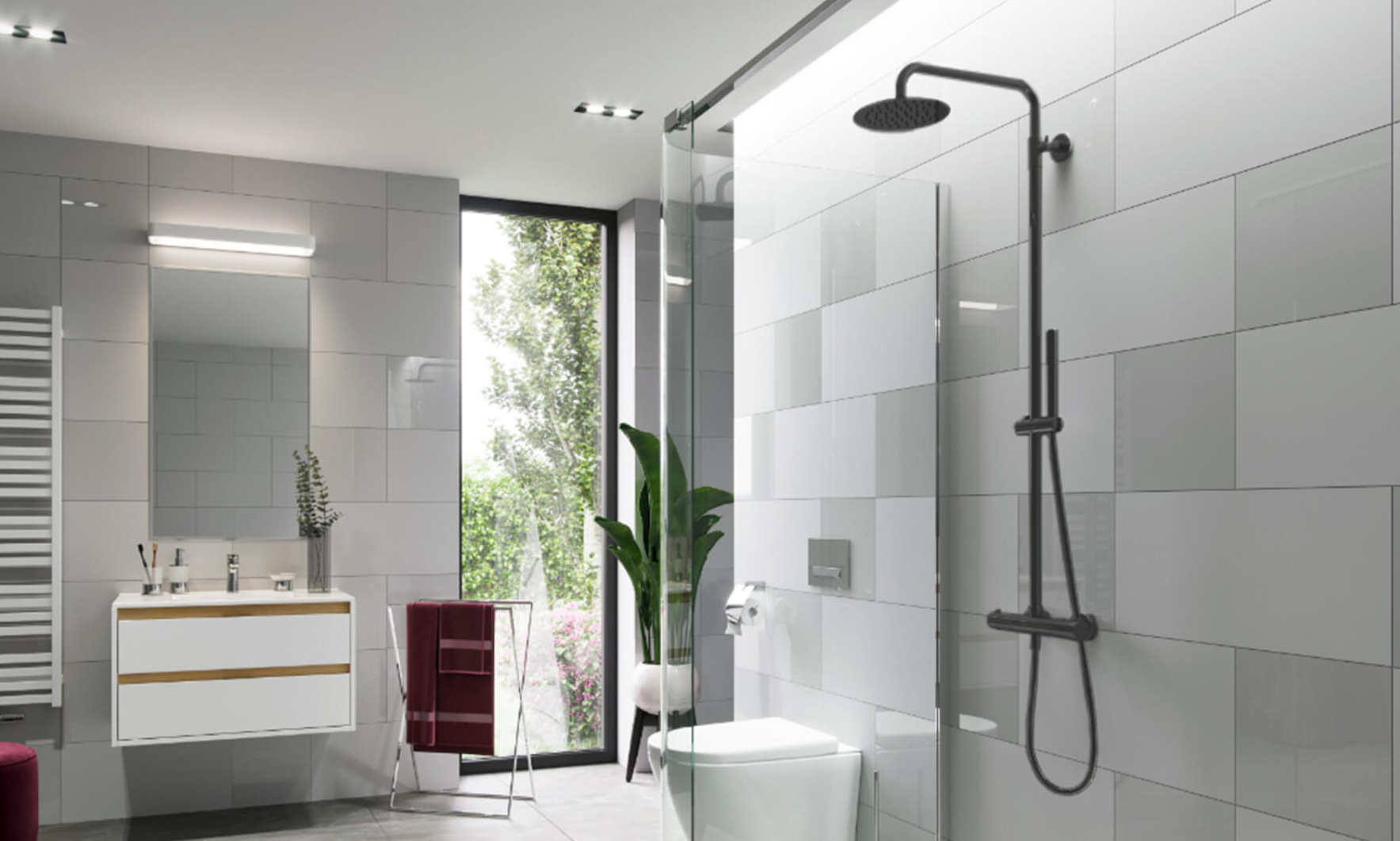 Actima Round Termo zestaw prysznicowy ścienny termostatyczny z deszczownicą czarny mat ARAC.SY.107BL