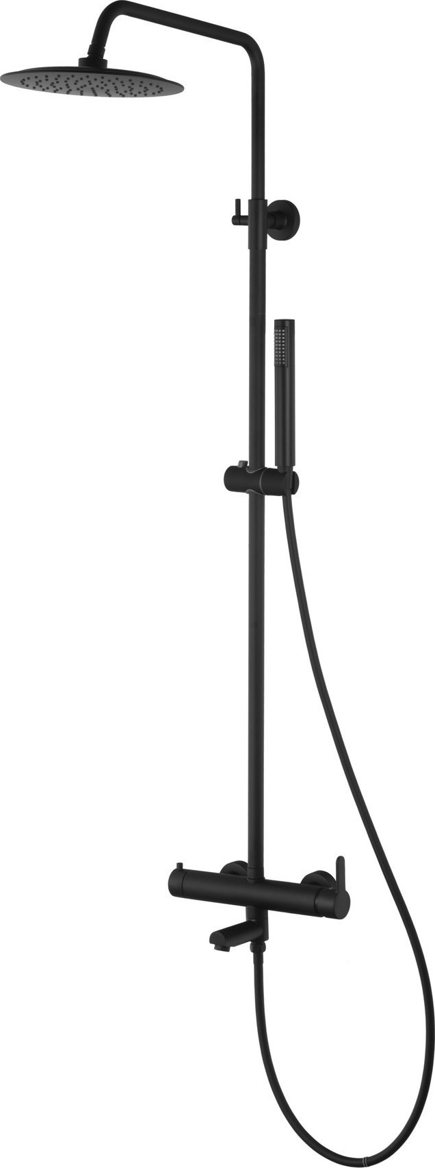 Corsan Lugo zestaw prysznicowy z deszczownicą ścienny czarny półmat CMN01MBLW