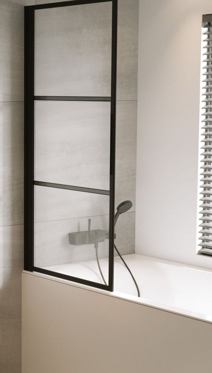 Riho Grid parawan nawannowy 80 cm 1-częściowy czarny mat/szkło przezroczyste G004046121