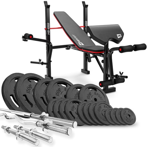 Zestaw kulturystyczny Strong 146kg z ławką HS-1055