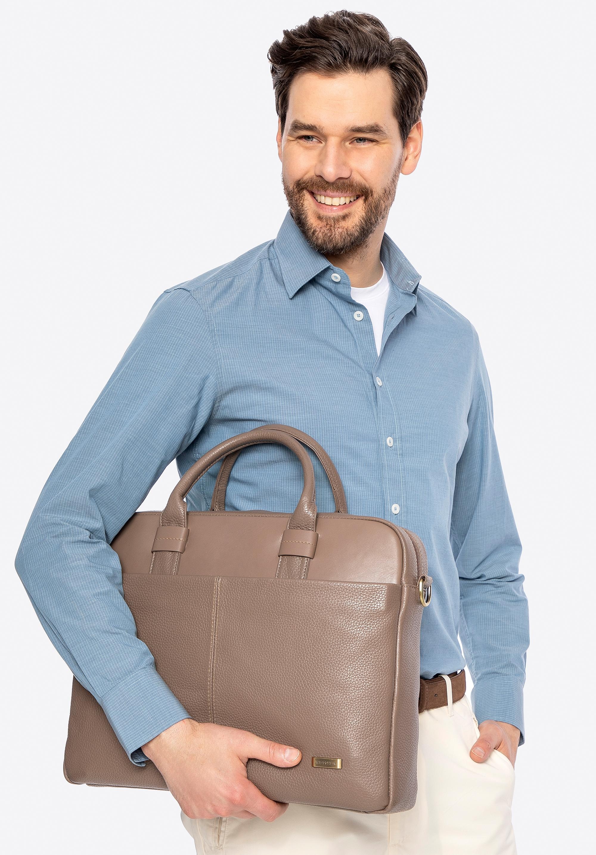 Torba na laptopa 16" ze skóry taupe