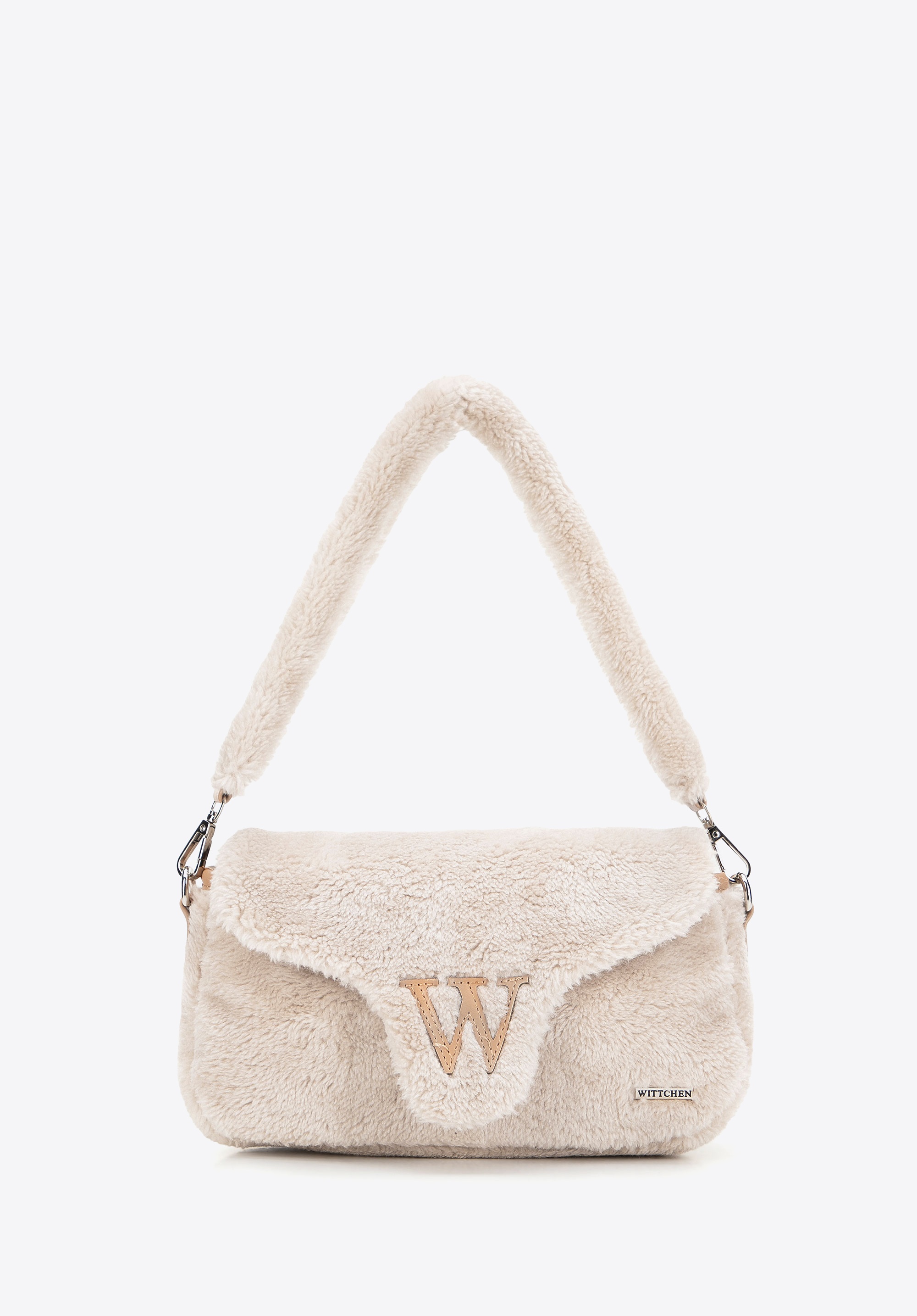 Damska listonoszka z futerkiem kremowa