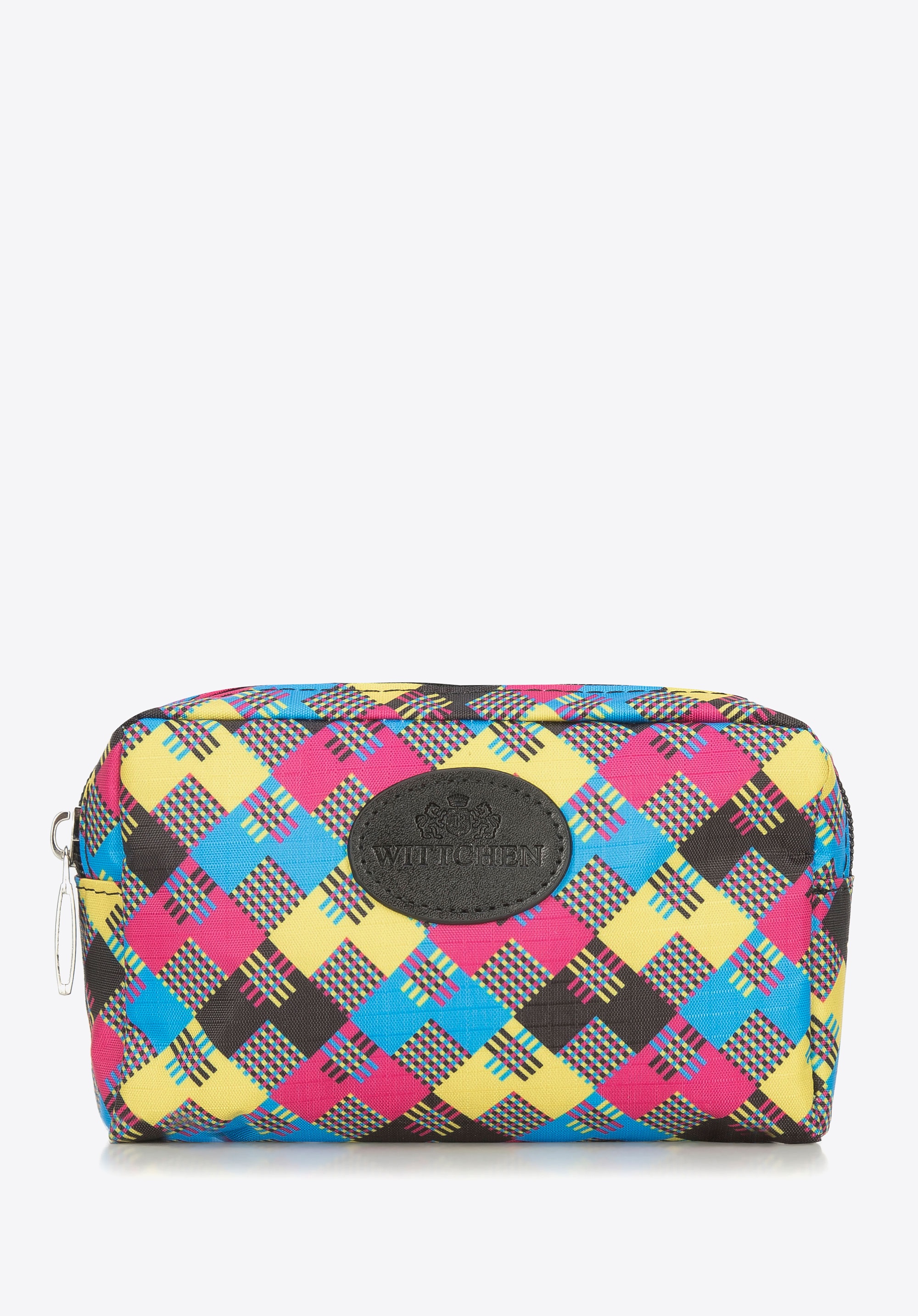 Damska kosmetyczka pudełkowa mała czarno-żółta