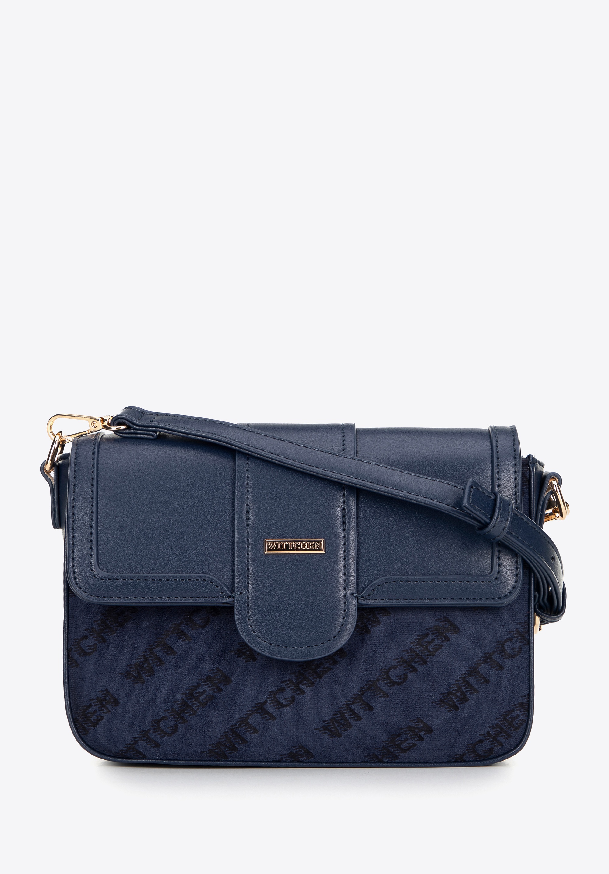 Damska listonoszka z ekoskóry w logo granatowa