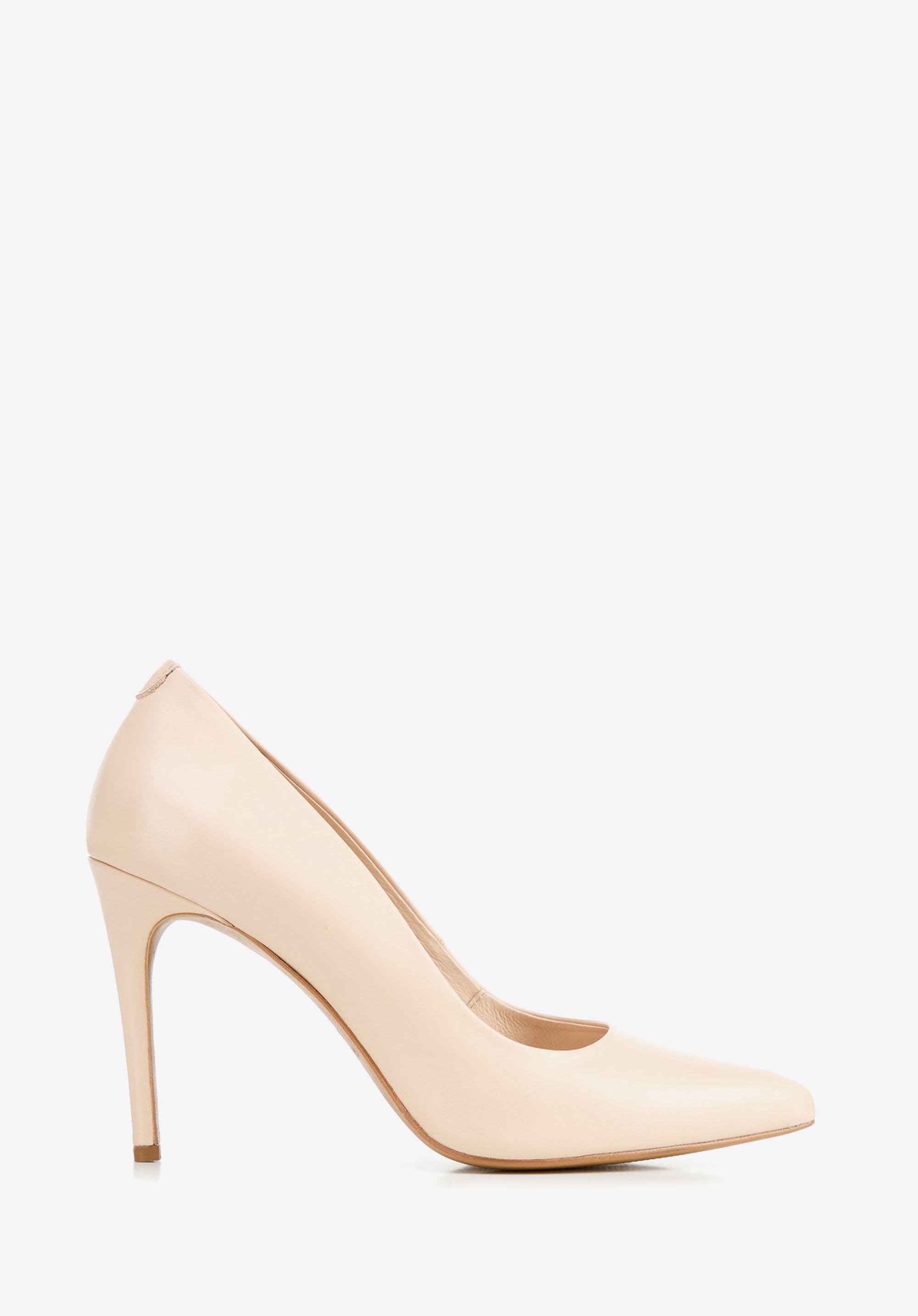 Szpilki skórzane klasyczne beżowe