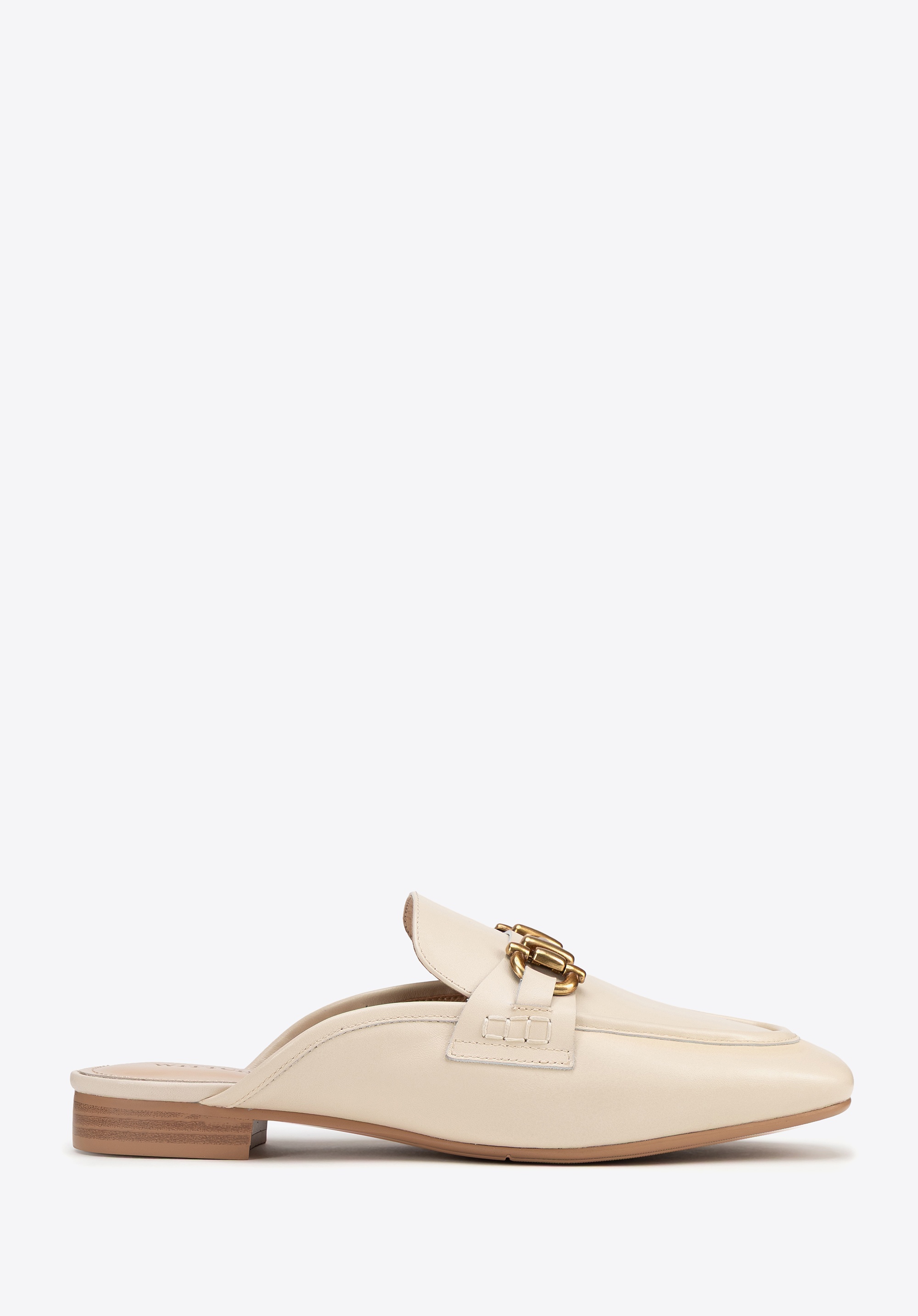 Skórzane mokasyny z odkrytą piętą beżowe