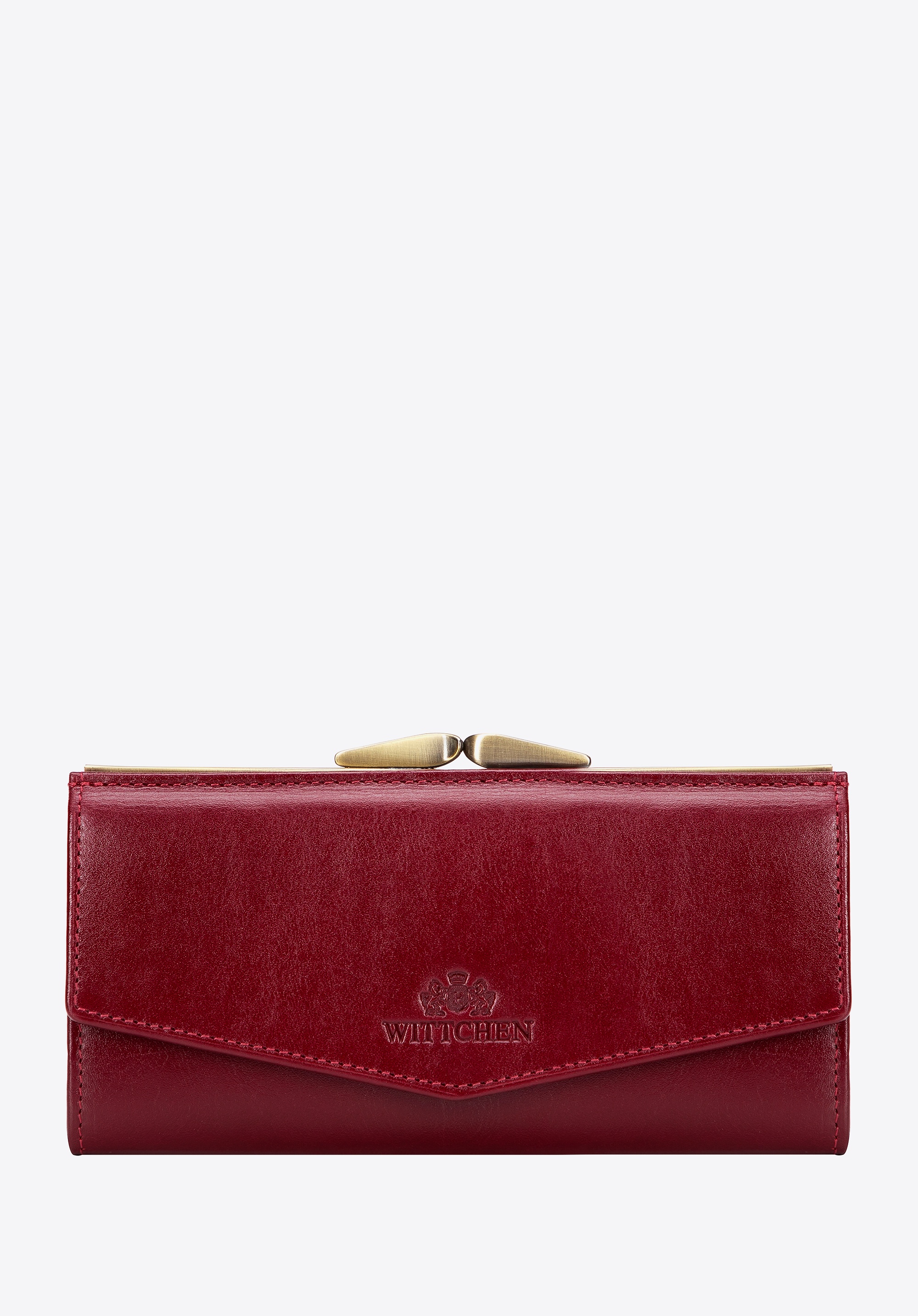 Damska portmonetka ze skóry z miejscem na dowód rejestracyjny czerwona