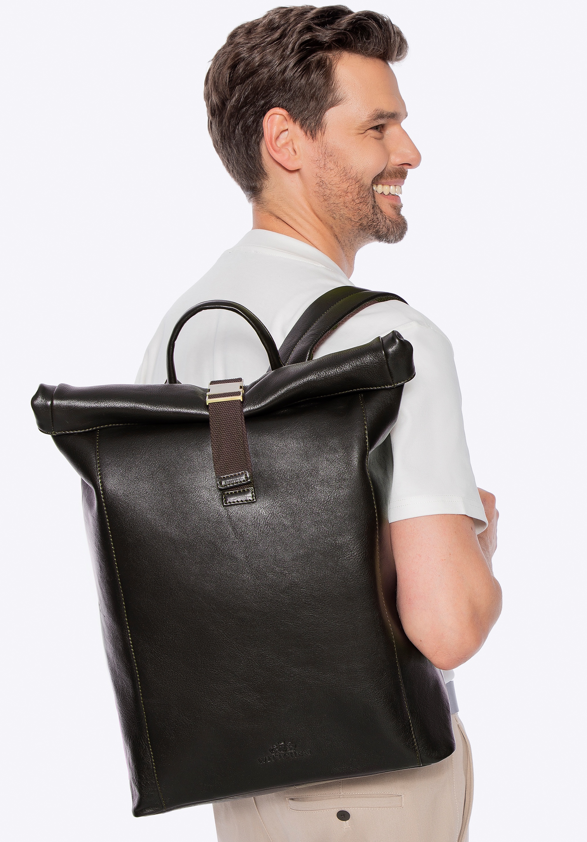 Skórzany plecak męski z miejscem na laptopa 16" brązowy