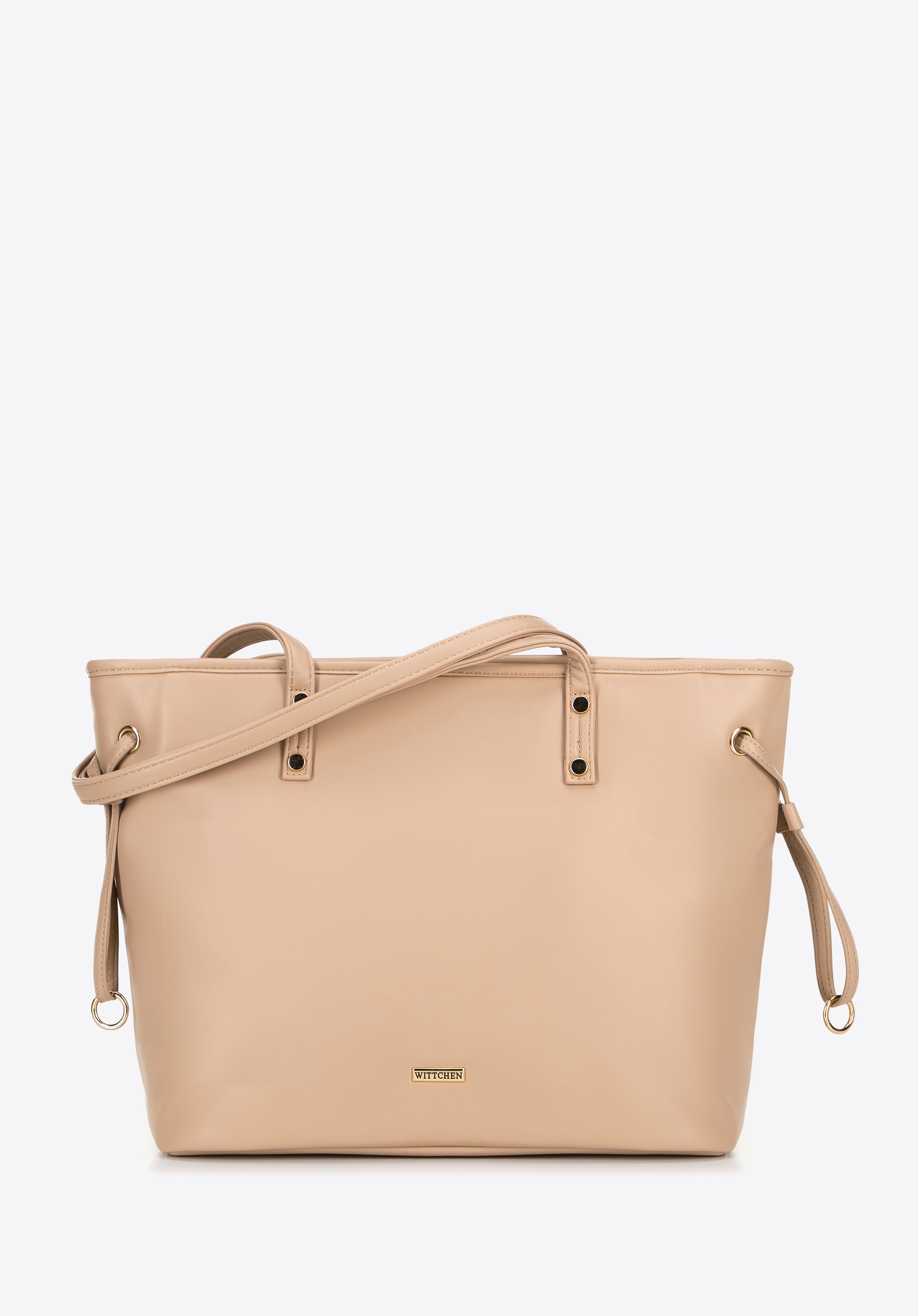 Shopperka z ekoskóry z troczkami beżowa