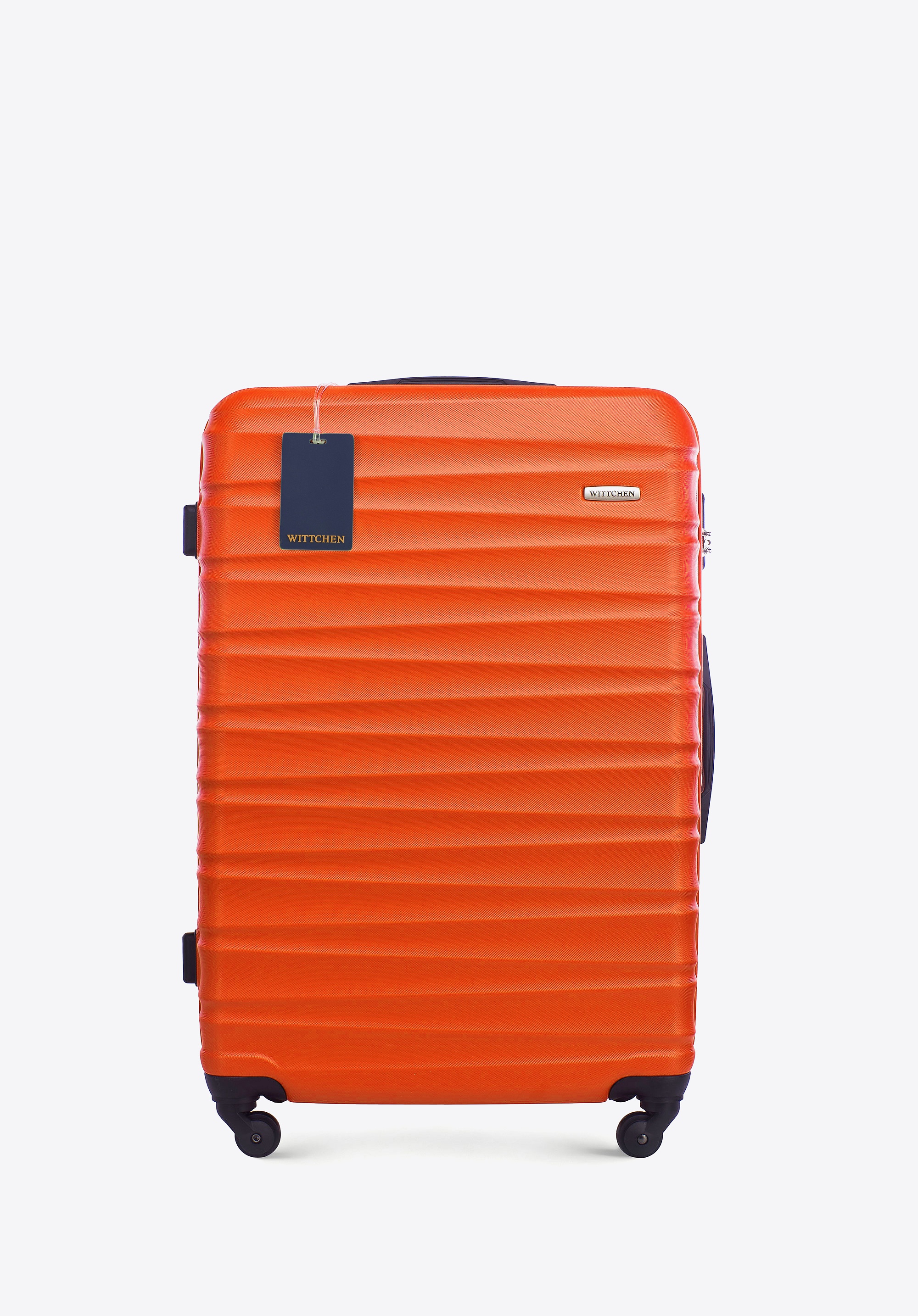 Duża walizka z ABS-u i identyfikator z logo WITTCHEN pomarańczowa