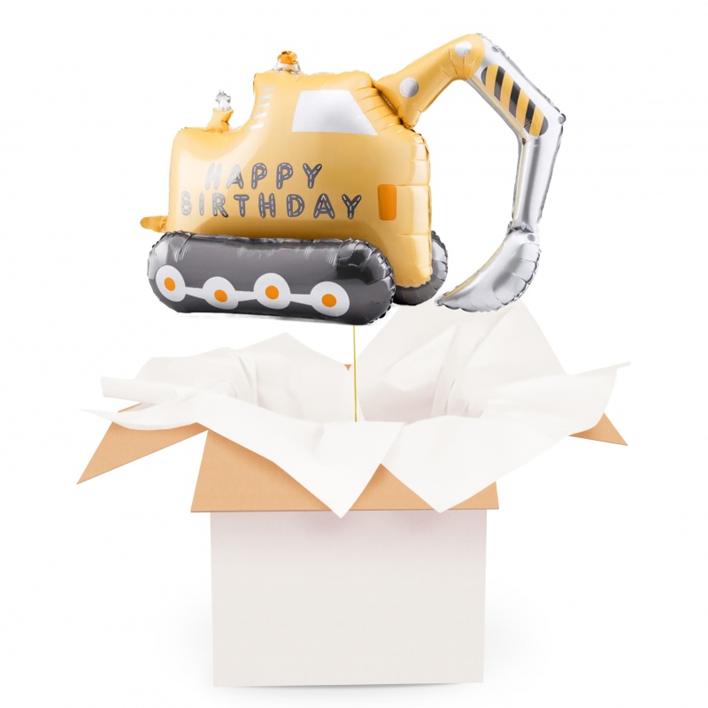 Koparka Happy Birthday - Balon z helem