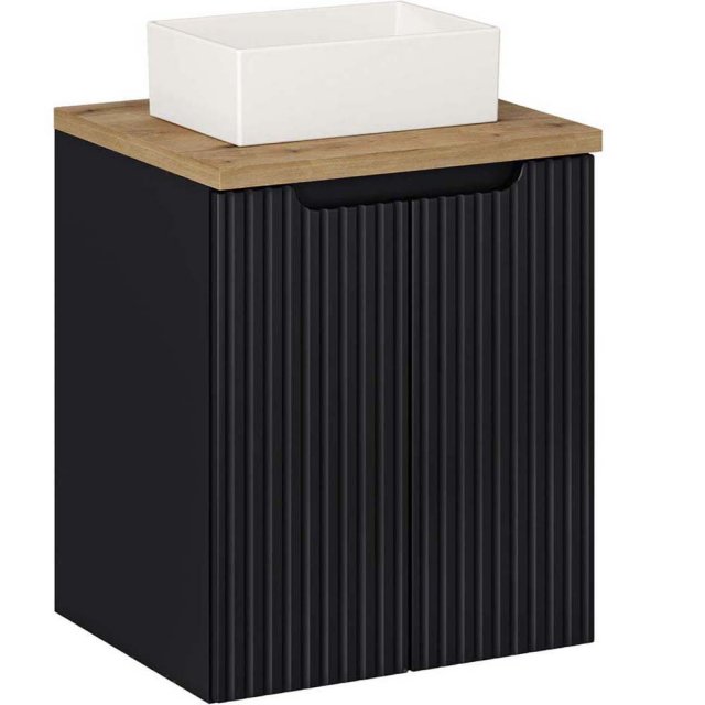 COMAD Zestaw mebli NOVA BLACK szafka z drzwiami z blatem OAK 50 cm, u