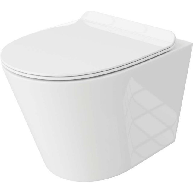 LAVITA Miska WC podwieszana GALVE bezkołnierzowa z deską duroplastową