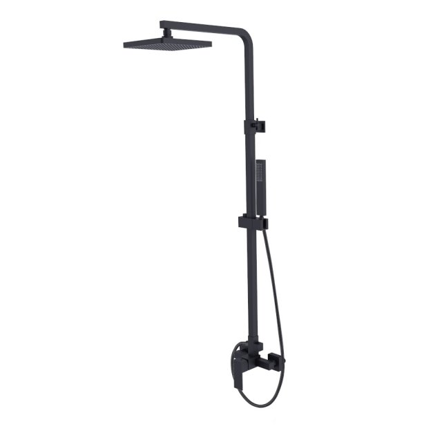 BESCO Zestaw prysznicowy MODERN / VARIUM czarny mat natynkowy BP-MVN-