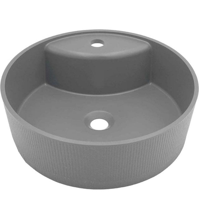 LAVEO Umywalka nablatowa CLIFF 36 cm granitowa ryflowana z miejscem n