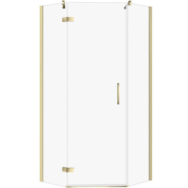 CERSANIT Kabina prysznicowa pięciokątna JOTA lewa 90x90 złota, szkło