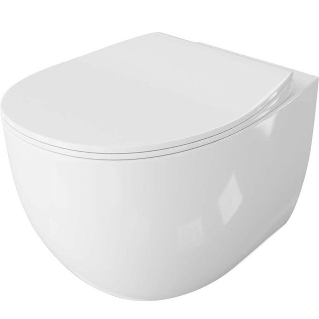LAVITA Miska WC podwieszana MONDO bezkołnierzowa z deską duroplastową