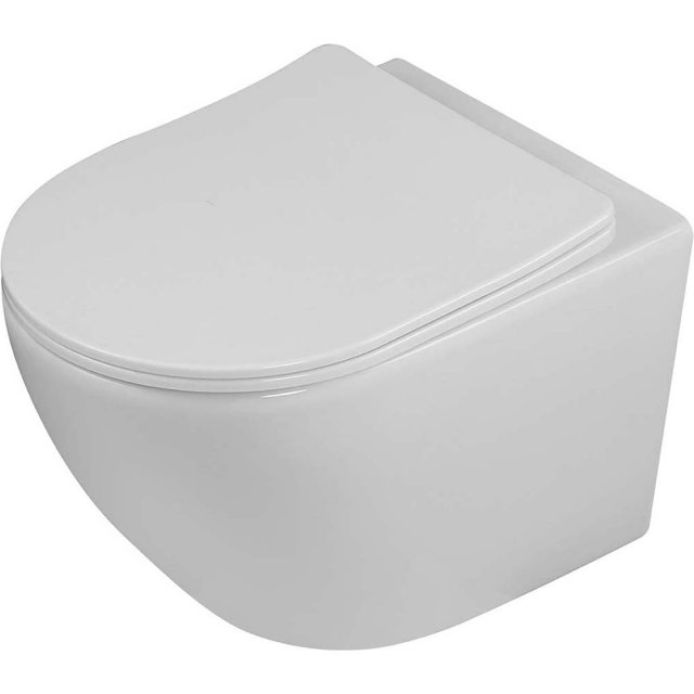 LAVEO Miska WC podwieszana DESNA bezkołnierzowa wirowa z deską wolnoo