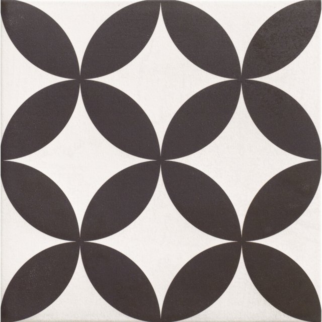 Gres szkliwiony hiszpański Realonda HANOI CIRCLE BLACK mat 33x33 gat.