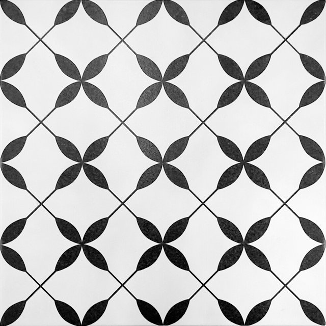 Gres szkliwiony PATCHWORK CLOVER black pattern satin 29,8x29,8 gat. I