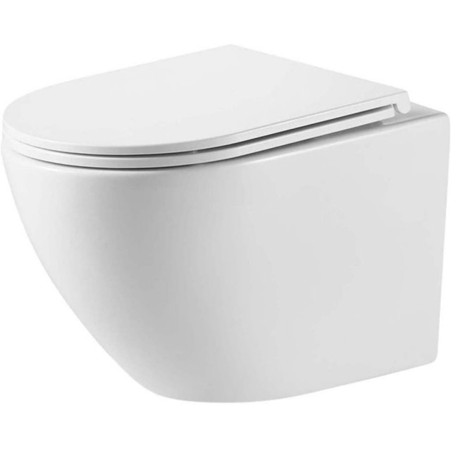 INVENA Miska WC podwieszana LIMNOS bezkołnierzowa wirowa z deską woln