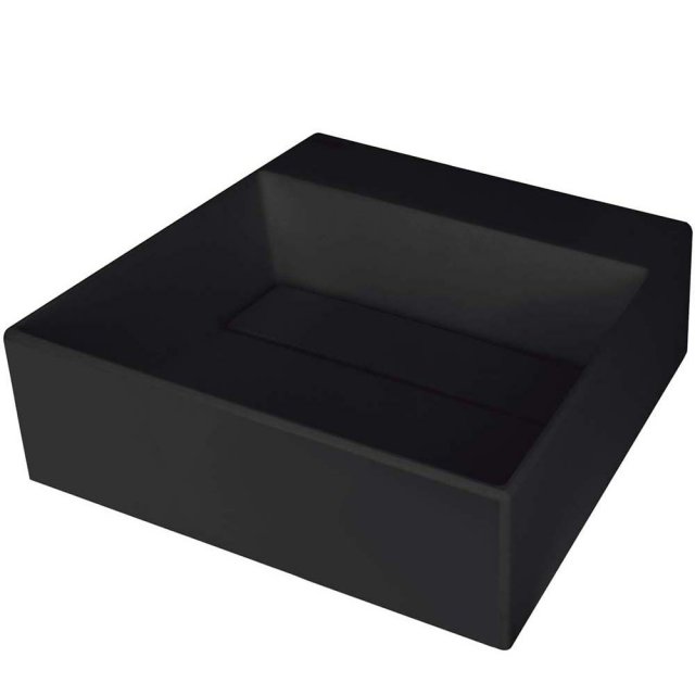 DEANTE Umywalka nablatowa CORREO 40x40 granitowa z maskownicą nero CQ