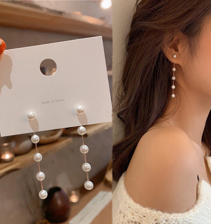 Kolczyki perełkowe dłuższe 048